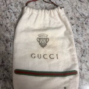 Vintage Gucci Cream Dust Bag with Green and Red Trim